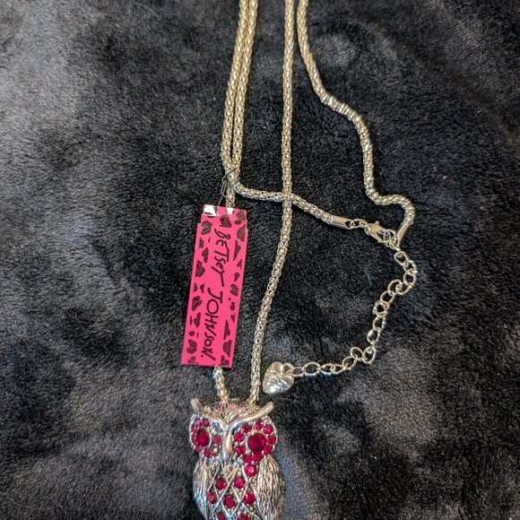 Betsey Johnson Jewelry - Betsey Johnson Silver and Red Owl Necklace